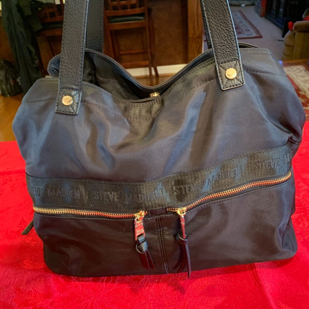 Steven by Steve Madden Large Black Nylon Tote Bag/Purse